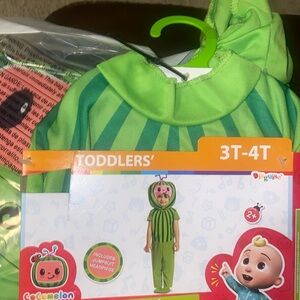 Halloween costume toddlers 3-4 T melon, two piece bodysuit, and mask